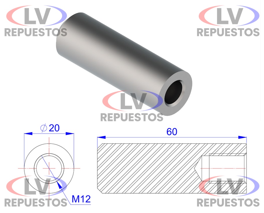 PERNO ENGANCHE 5TA RUEDA SISTEMA JOST 20X60MM OLIVO