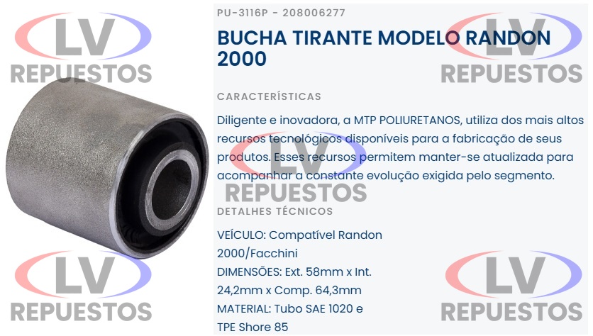 BUJE TENSOR CARRETA RANDON 24X58X62MM MTP