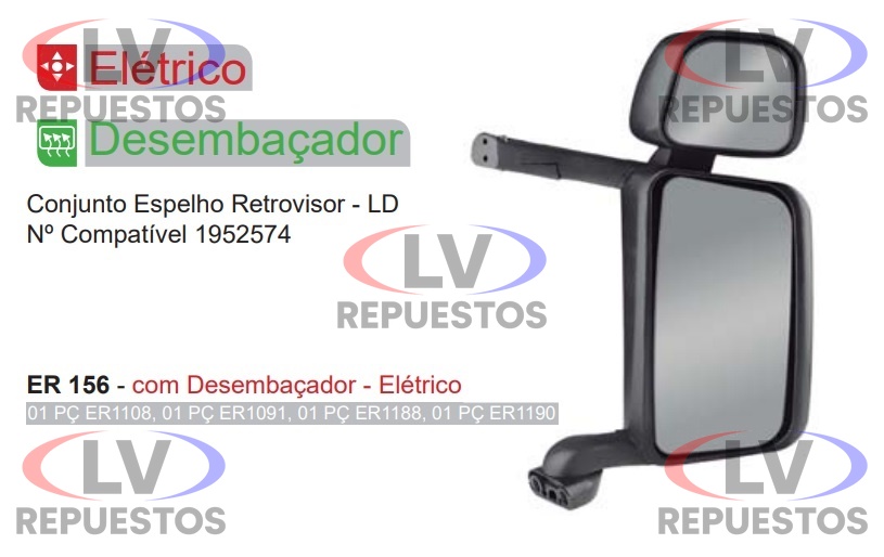 ESPEJO RETROVISOR LD C/ DES. C/ AUX. ELECTRICO BRAZO ALUM. S4/S5 FABBOF