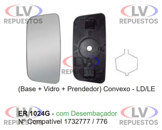 VIDRIO ESPEJO RETROVISOR C/ DES. C/ BASE S4/S5 FABBOF