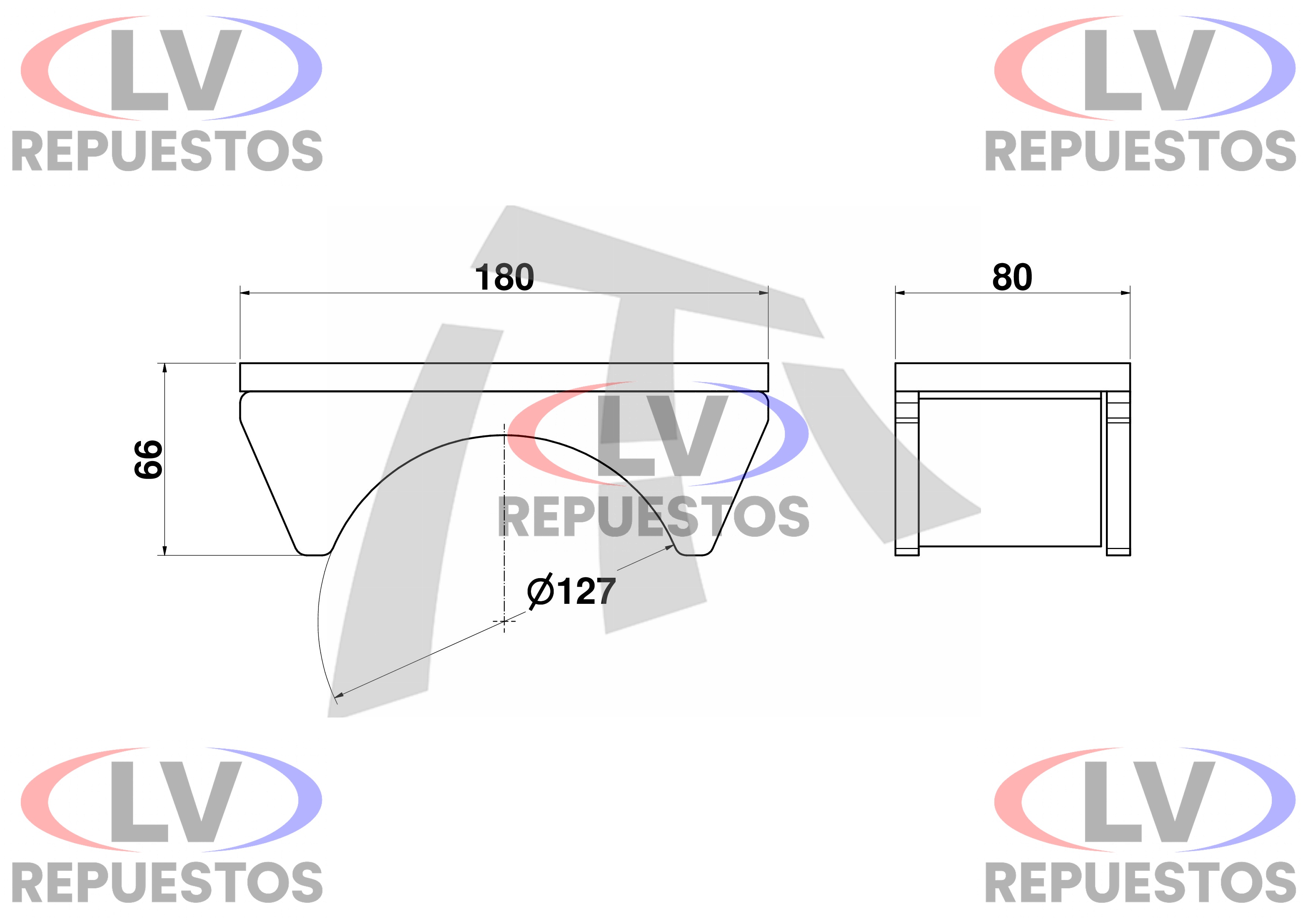ZAPATA SUPERIOR EJE TRUCK RANDON 82X118 EJE REDONDO THOR