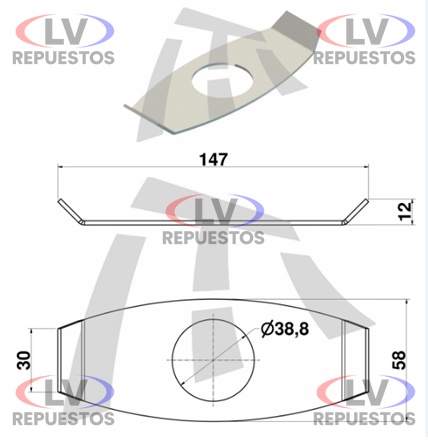 CALCE EJE Z TUBELES C/ OREJA 38MMX153MM TIPO CANOA