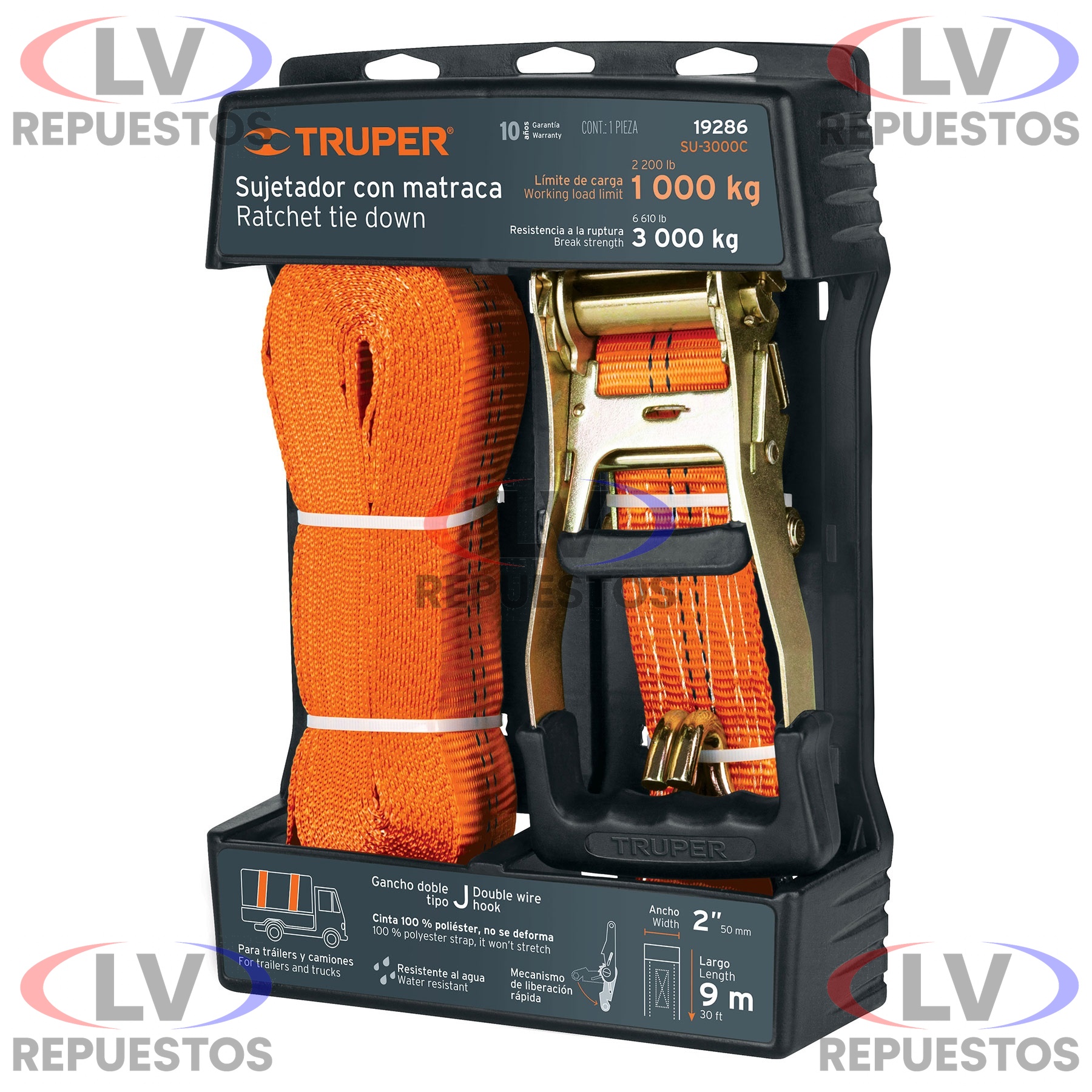 CINTA CATRACA ANCHO 3000KG 9M TRUPER