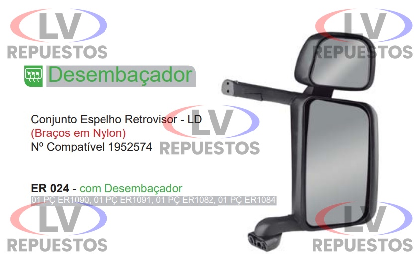 ESPEJO RETROVISOR LD C/ DES. C/ AUX. MANUAL BRAZO NYLON S4/S5 FABBOF