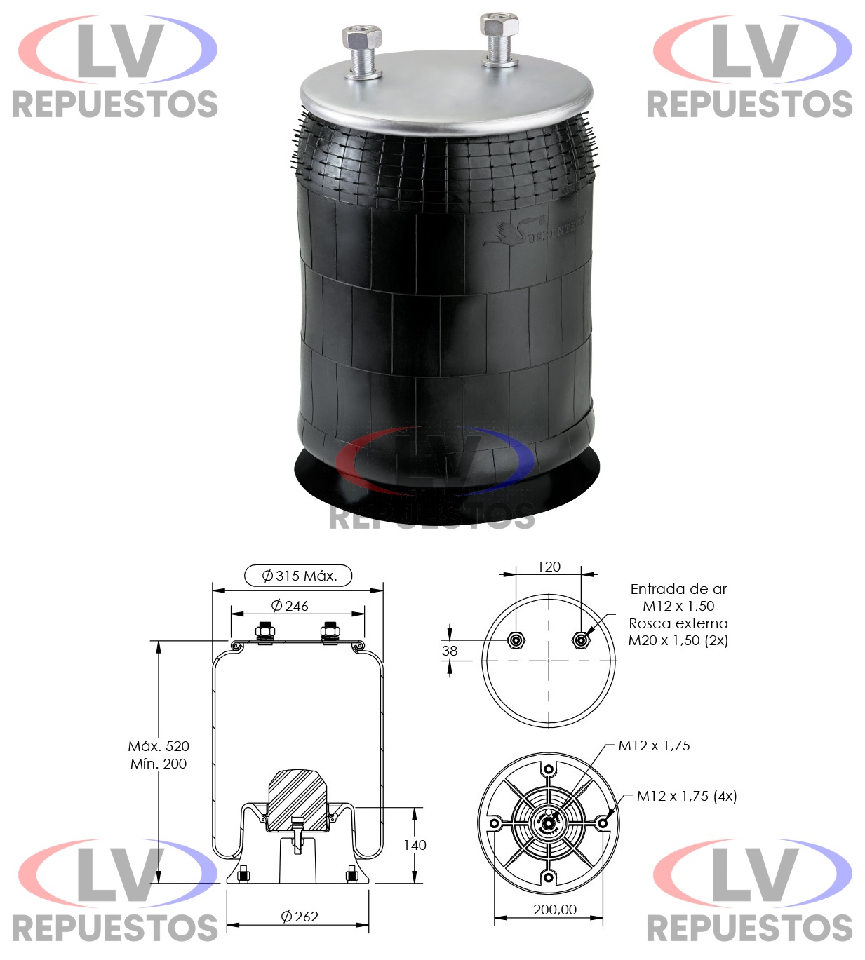 PULMON SUSPENCION CABINA DT/TR SC124R SUSPENTECH