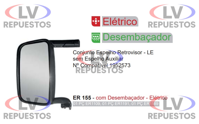 ESPEJO RETROVISOR LI C/ DES. S/ AUX. ELECTRICO BRAZO ALUM. S4/S5 FABBOF
