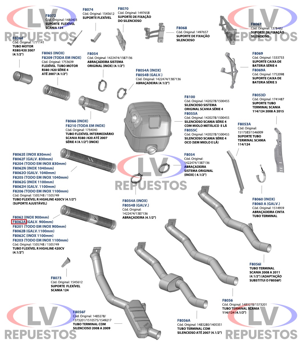 CA�O FLEXIBLE ESCAPE SALIDA MOTOR C/ SOPORTE FIJO 4.1/2" 900MM SC S4 FADO