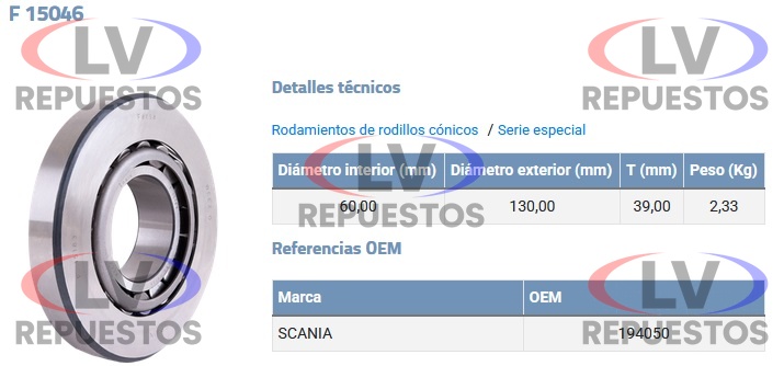 RULEMAN 521471A 60X130X39 PI�ON DIFERENCIAL R770/653 SC-112 FERSA