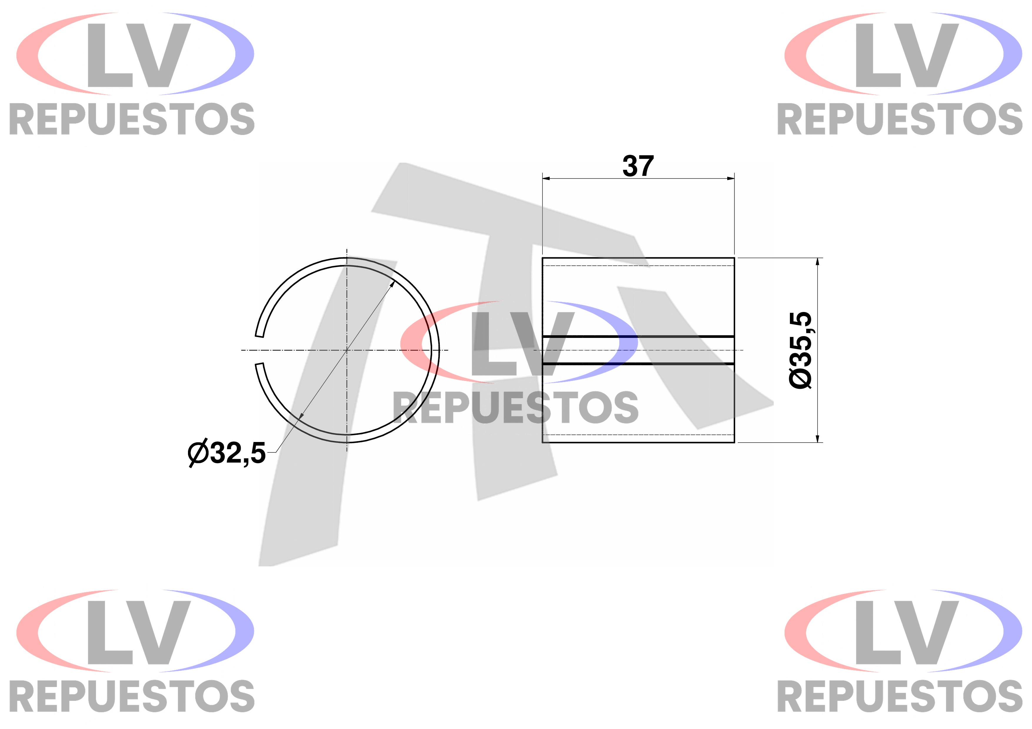 BUJE ZAPATA DE FRENO 32,5MM X 33,5MM X 37MMM THOR