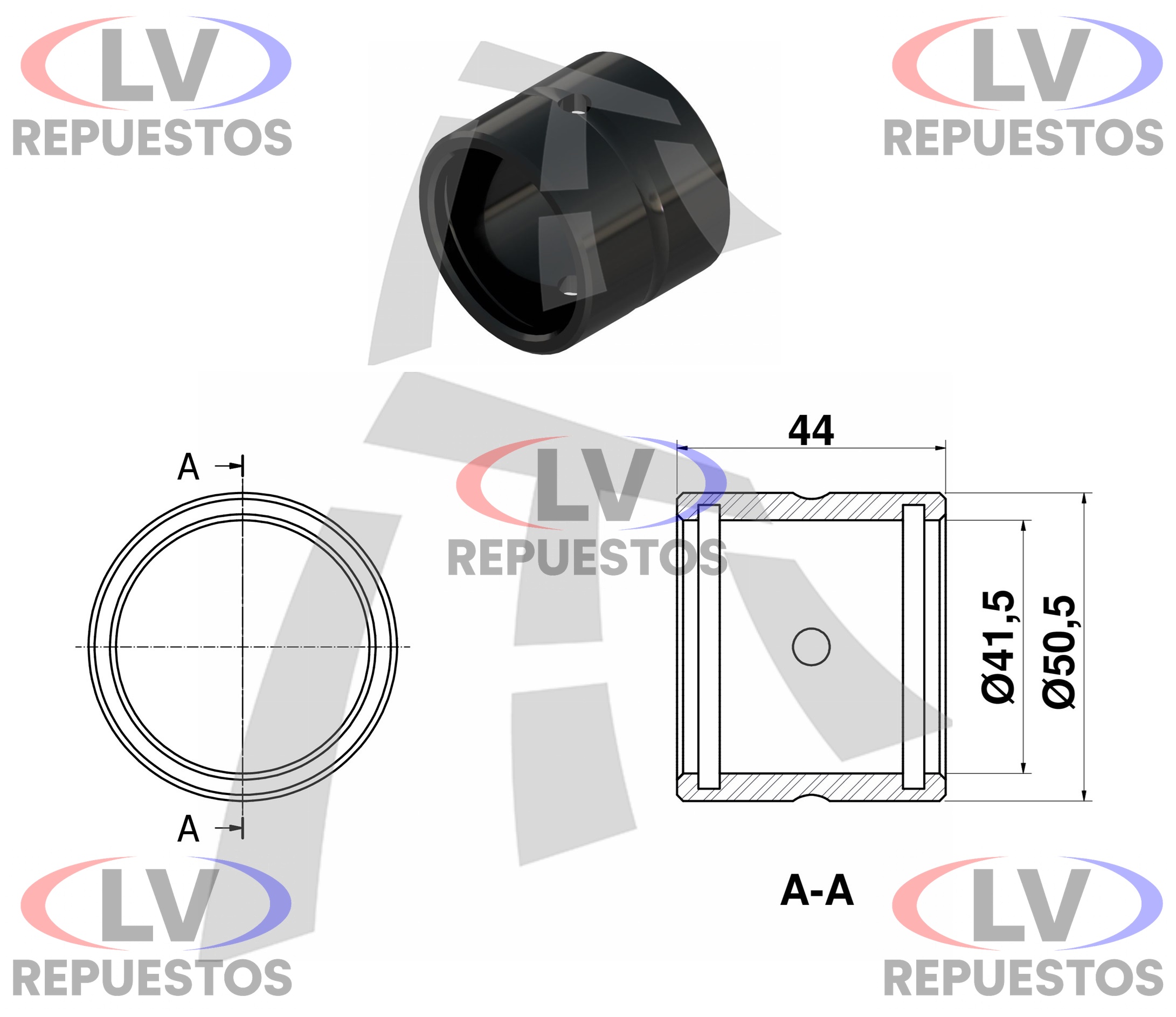 BUJE EJE Z PLASTICO 41.5X50.5X44MM THOR