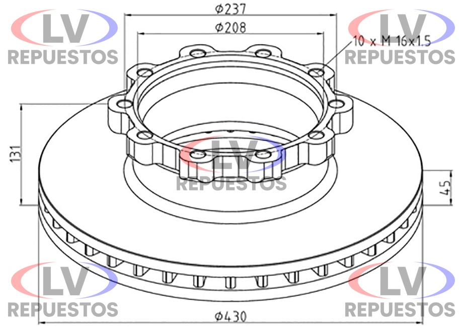 DISCO DE FRENO DT/TR S4/S5 10 AGUJEROS PE GERMANY