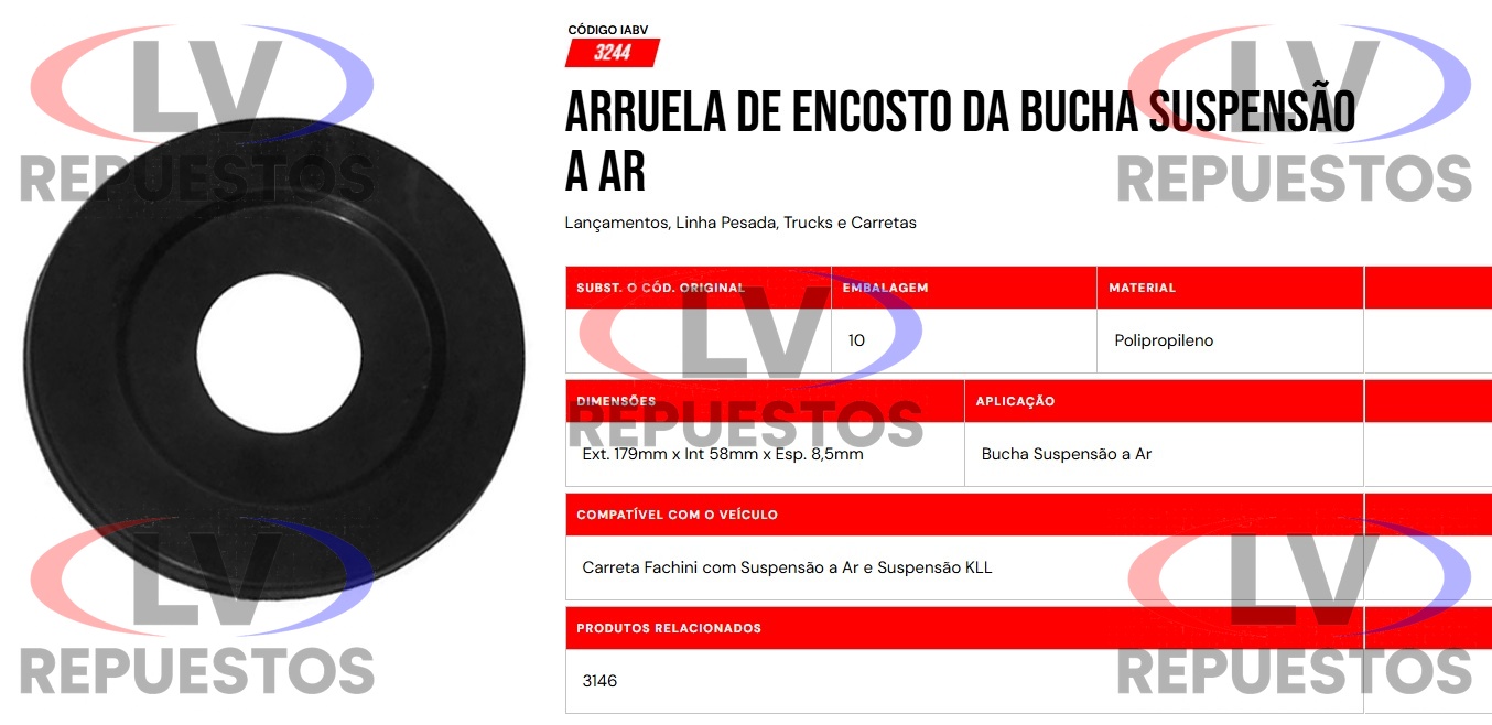 ARANDELA DE BUJE EJE SEPARADO 58X179X8.5MM CARRETA FACCHINI IABV