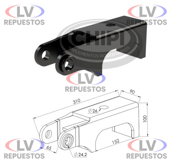 ZAPATA SUPERIOR TRACCION CON 2 OJAL CHIPI