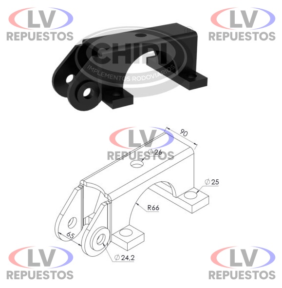 ZAPATA MAZO ELASTICO EJE REDONDO 130MM RANDON CHIPI