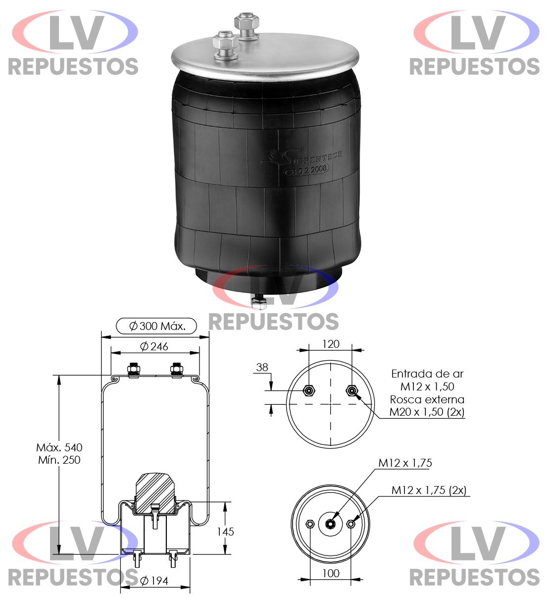 PULMON SUSPENCION CARRETA RANDON 2006 ADELANTE C/ BASE SUSPENTECH