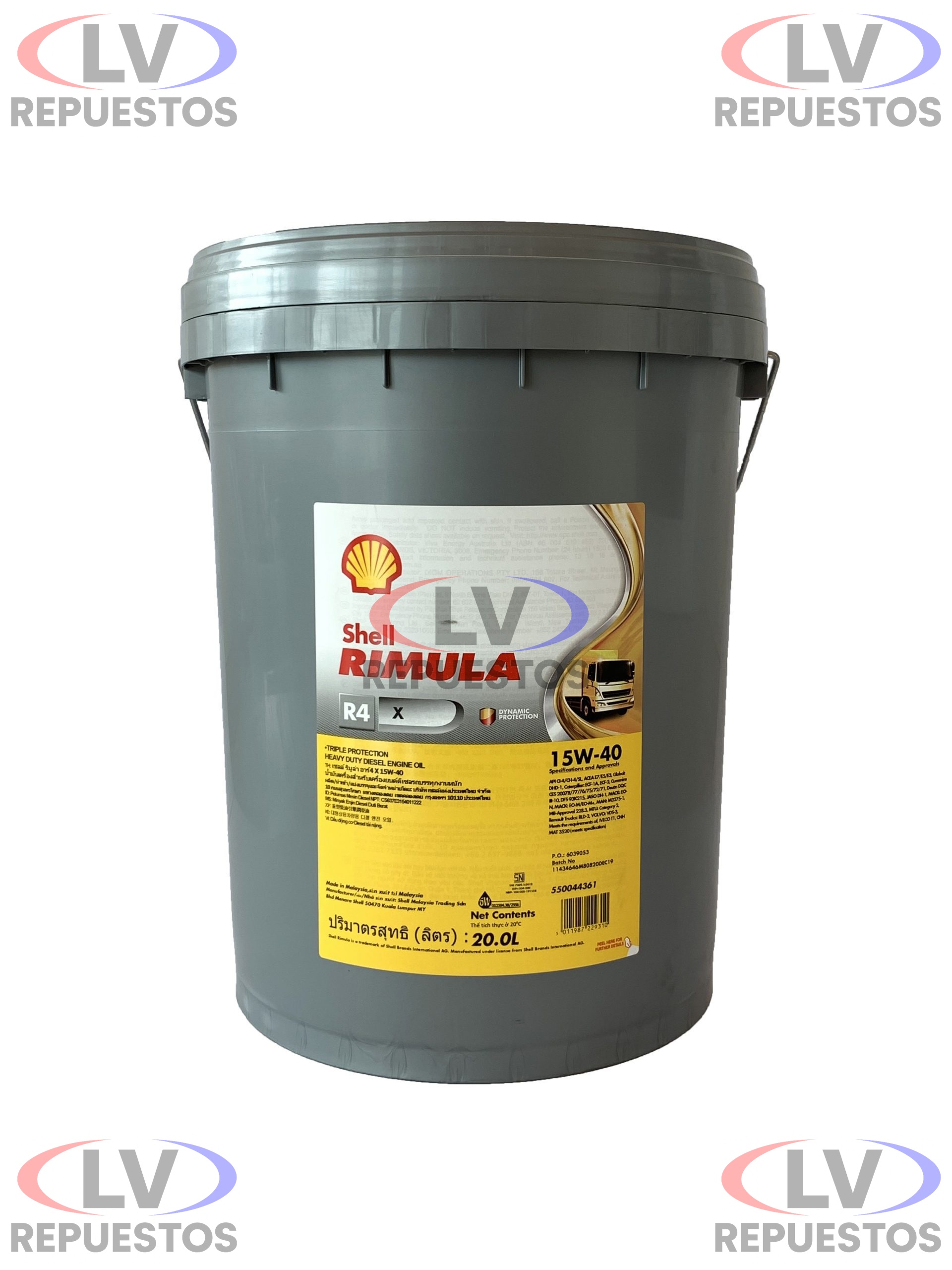 ACEITE MOTOR 15W40 CI-4 RIMULA R4 X SHELL 20L