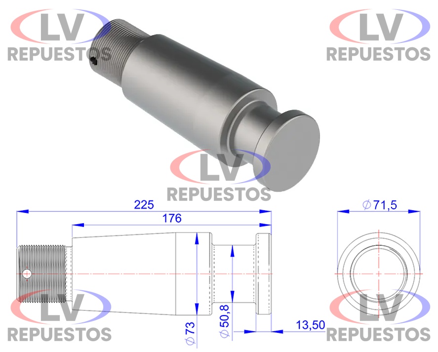PERNO REY C/ ROSCA 59MM CARRETA OLIVO