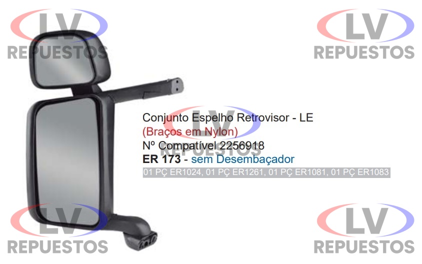 ESPEJO RETROVISOR LI S/ DES. C/ AUX. MANUAL BRAZO NYLON S4/S5 FABBOF