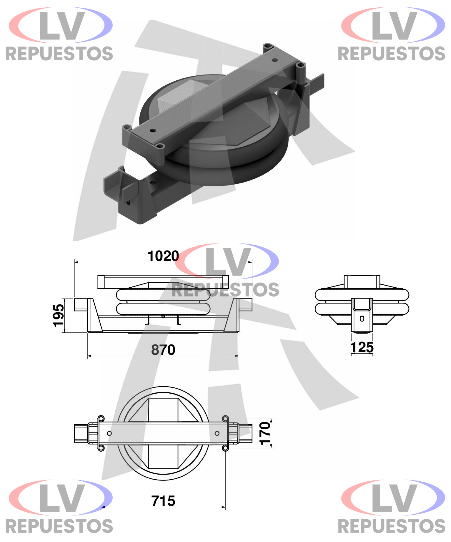 KIT ALZA EJE CARRETA 1020MM REBAJADO THOR