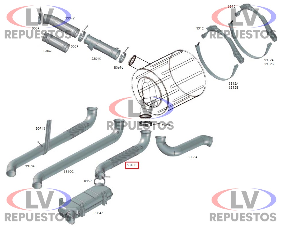 CA�O FLEXIBLE ESCAPE SALIDA CATALIZADOR 4.1/2" SC S5 PGR BEPO