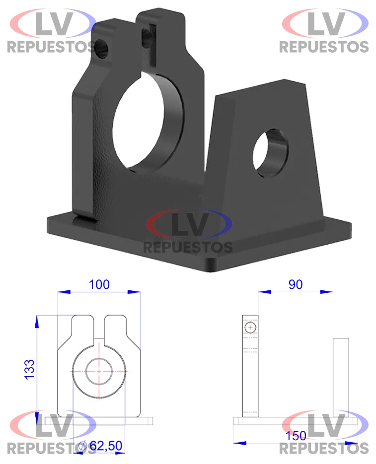 SOPORTE TENSOR DE 60MM C/ BASE OLIVO