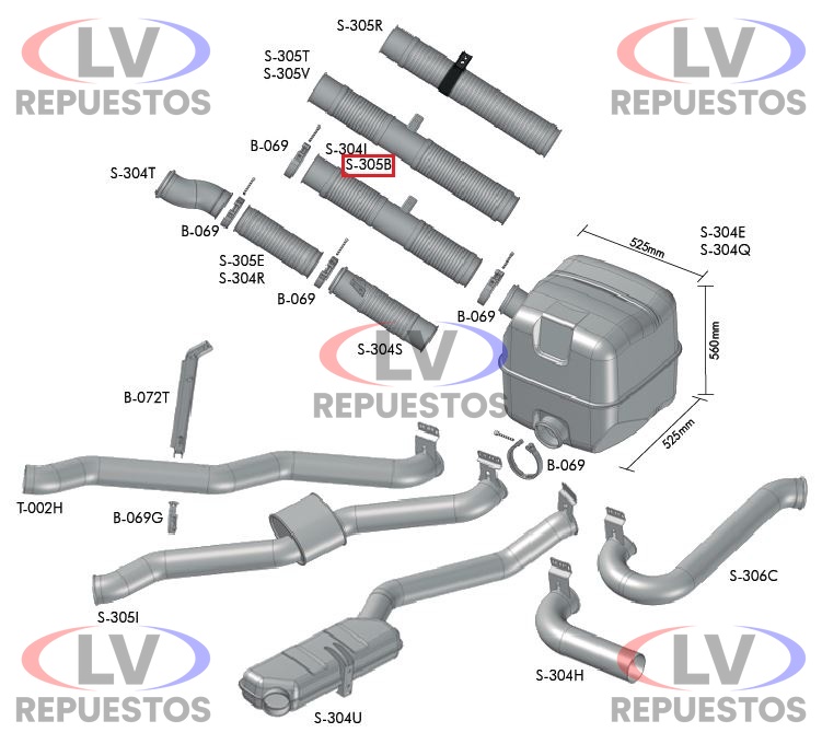 CA�O FLEXIBLE ESCAPE SALIDA MOTOR C/ SOPORTE FIJO 4.1/2" 830MM SC S4 BEPO