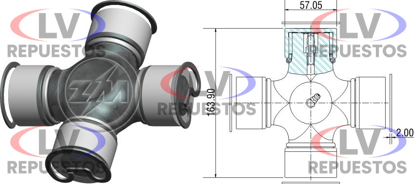 CRUCETA CARDAN DE 57MM ZM