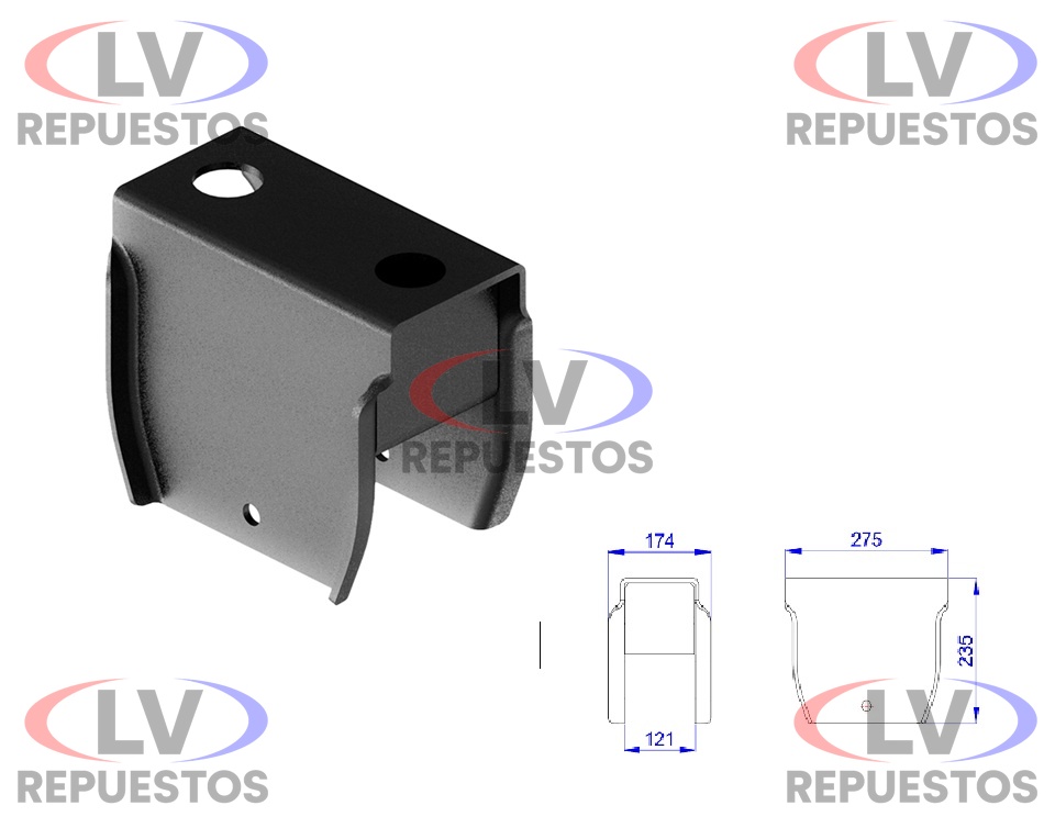 SOPORTE ELASTICO P/TRASERA, CARRETA RANDON 2000 SUSP ESTAMPADA OLIVO