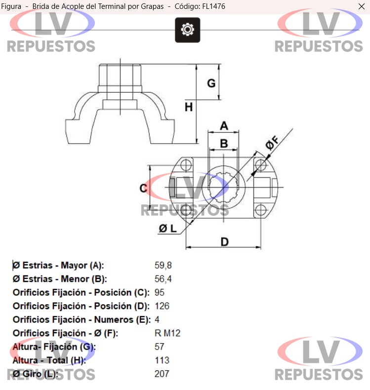 BRIDA CARDAN DIFERENCIAL 57MM 24 ESTRIAS RETEN 85MM S3/S4 MECPAR