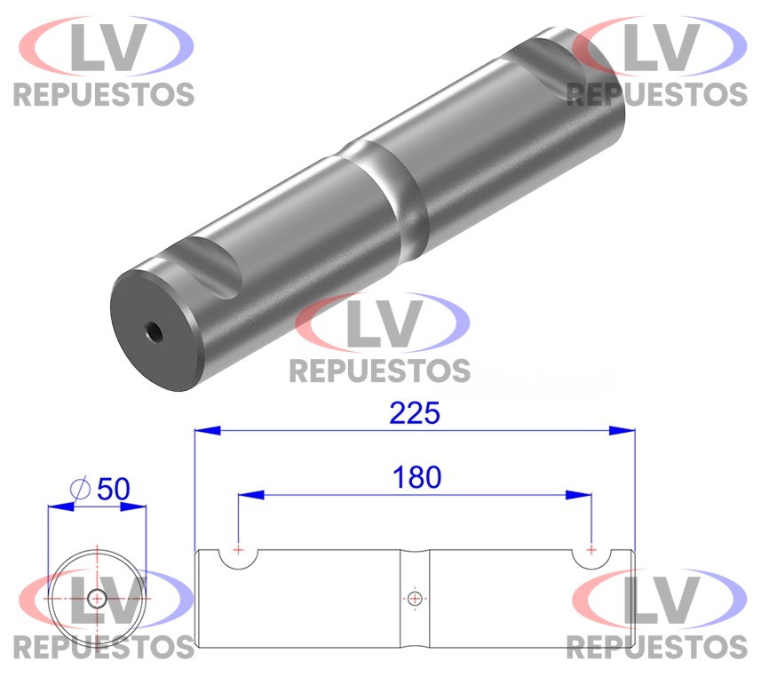 PERNO BALANZA 50X225MM CHAVETA CONICA TRUCK/CARRETA OLIVO