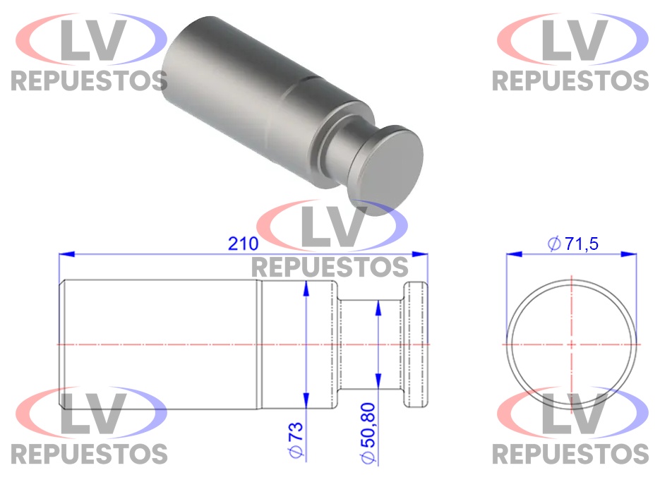 PERNO REY SOLDABLE 210X74MM OLIVO
