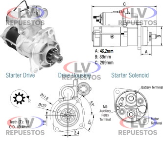 MOTOR DE ARRANQUE MBB ATEGO 815 OM904/906/926 24V 11D ZM