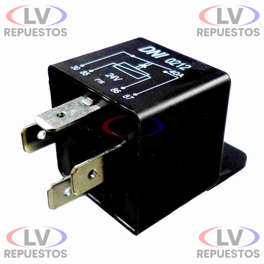 RELAY AUXILIAR 24V 40A 4 PATITAS C/ SOPORTE DNI