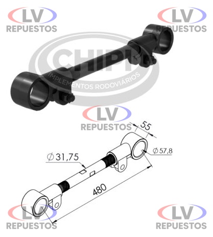 BRAZO TENSOR REGULABLE 58MM X 480MM, CARRETA RANDON CHIPI
