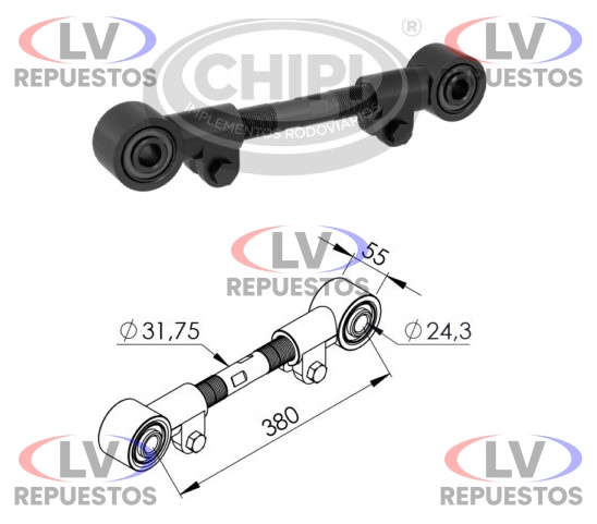 BRAZO TENSOR REGULABLE 58MM X 380MM CARRETA CHIPI