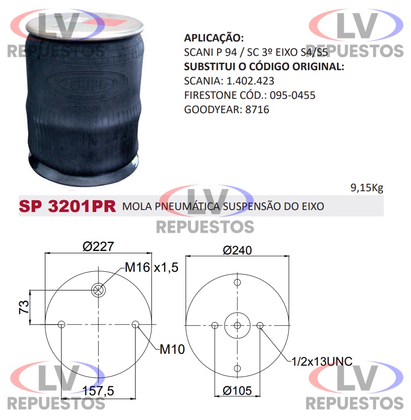 PULMON SUSP. TRUCK C/ BASE NYLON SC S3/S4/S5 CHIPI
