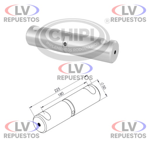PERNO BALANZA 50X225MM CHAVETA CONICA TRUCK/CARRETA CHIPI