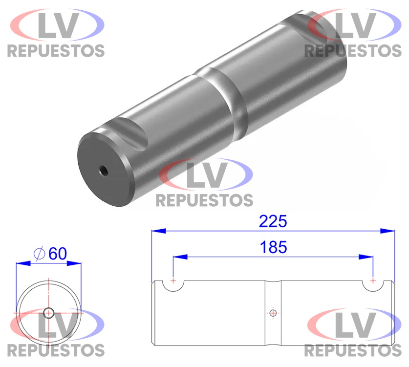 PERNO BALANZA 60X225MM CHAVETA CONICA TRUCK/CARRETA OLIVO