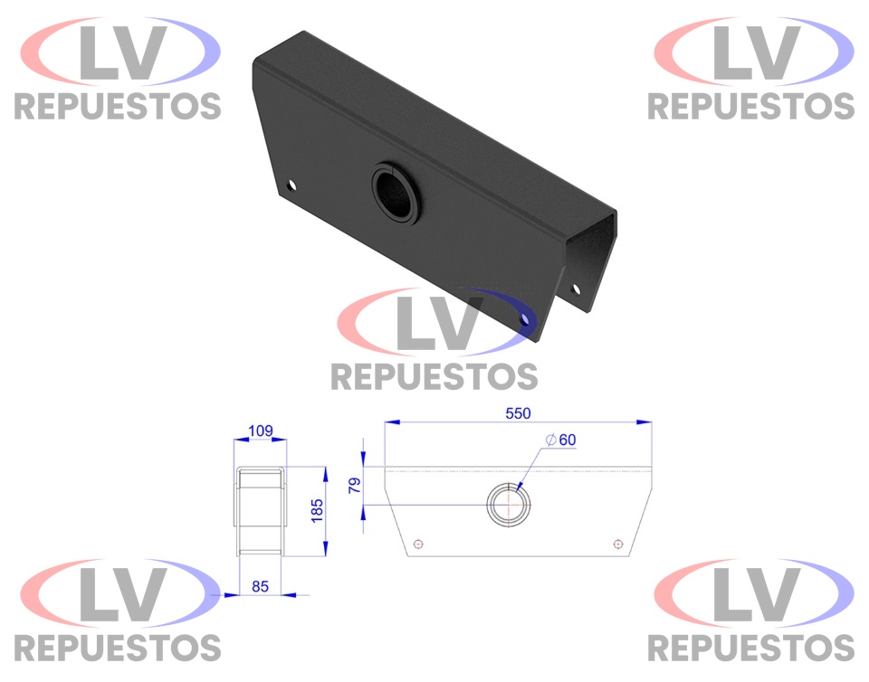 BALANZA CARRETA RECTA DESCENTRADO PERNO 60MM ELASTICO 85MM OLIVO