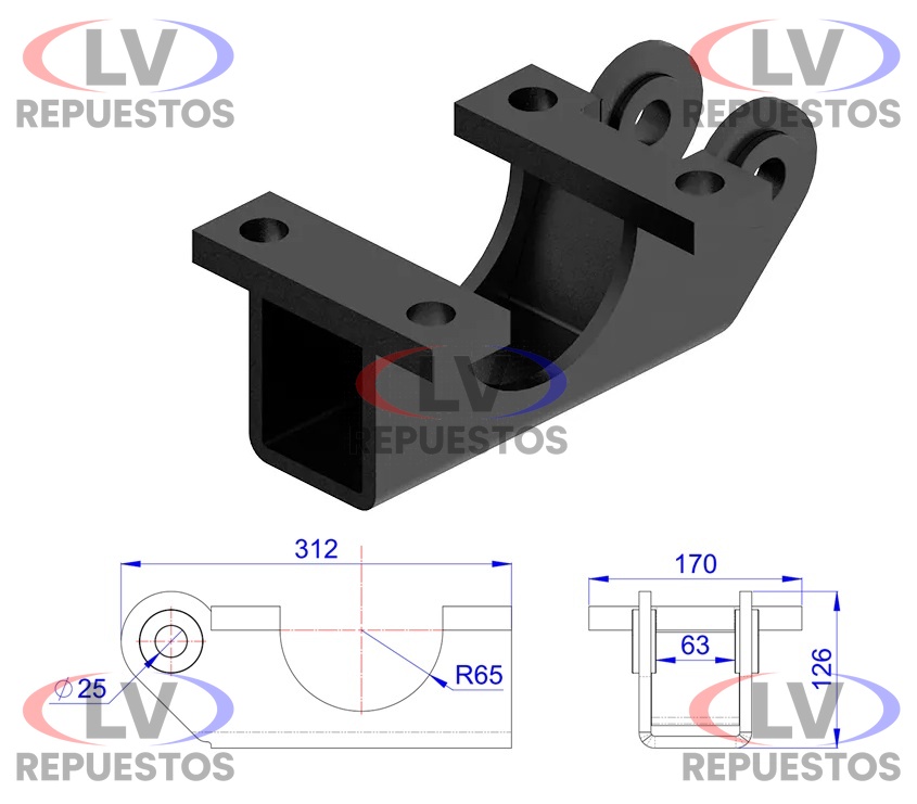 ZAPATA MAZO ELASTICO EJE REDONDO 127MM TRUCK/CARRETA OLIVO