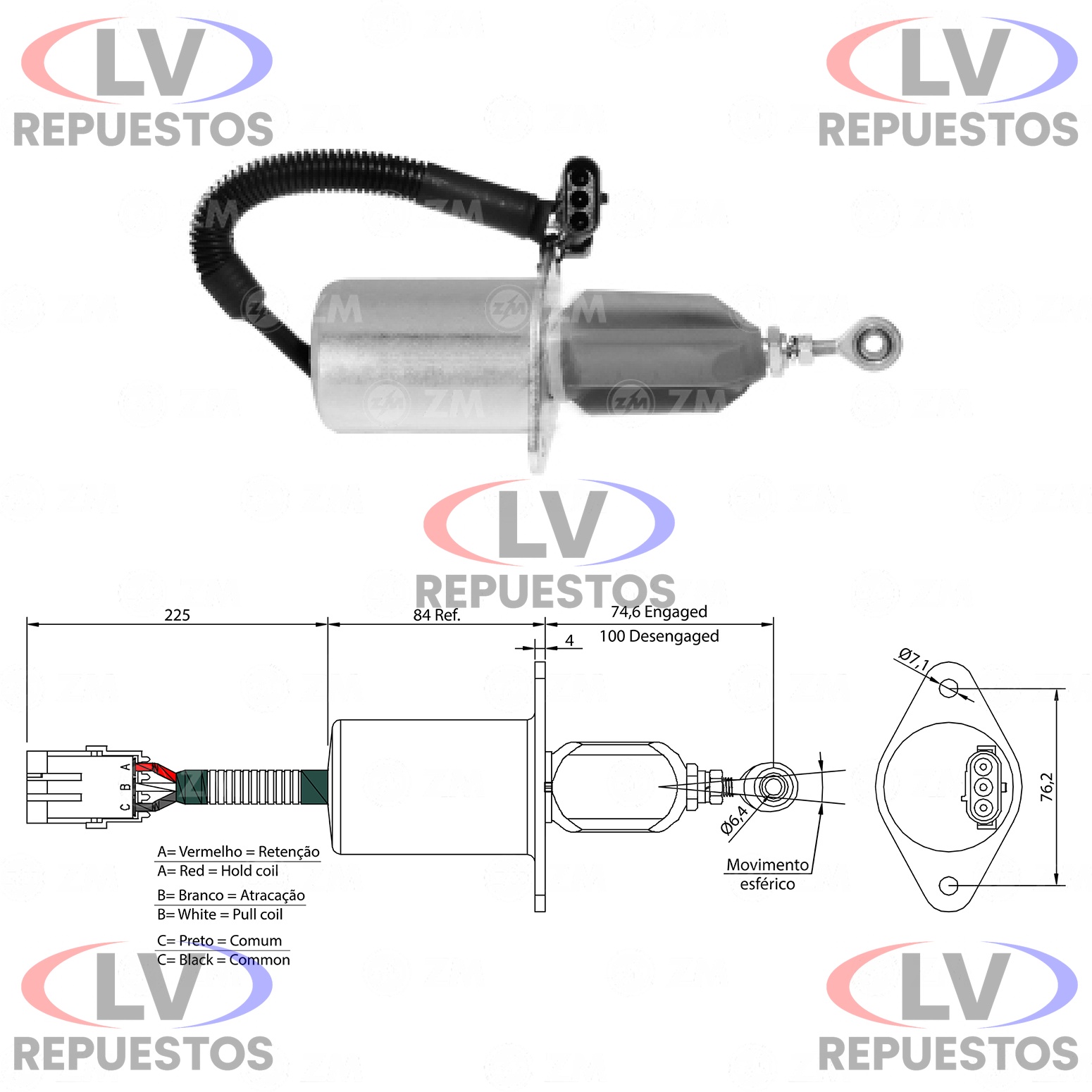 SOLENOIDE BOMBA INYECTORA CUMMINS 12V ZM